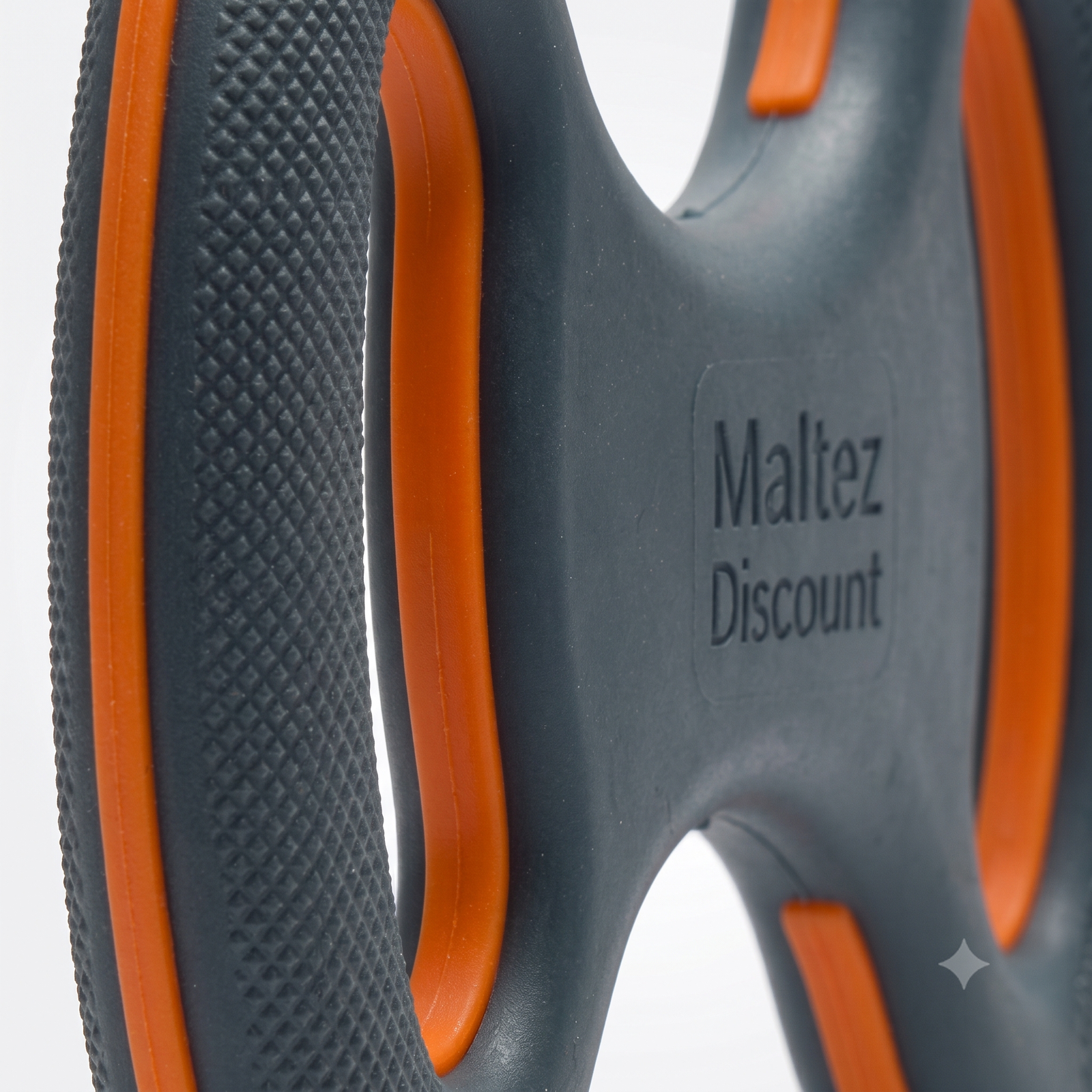 Maltez Discount Heavy-Duty Dual-Handle Rubber Tug Dog Chew Toy - Grey/Orange - Image 3