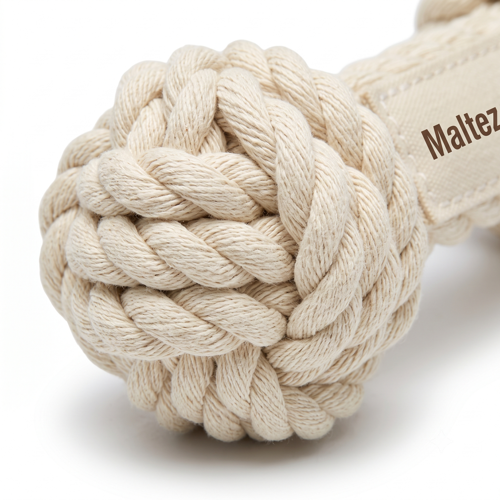 Maltez Discount Heavy-Duty Natural Cotton Rope Bone Dog Toy - Beige - Image 3