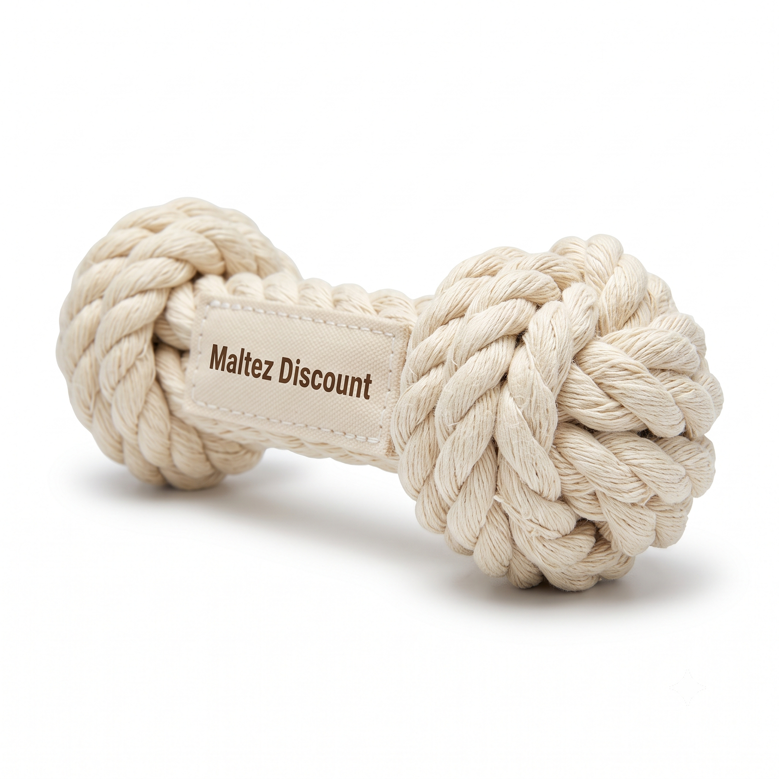 Maltez Discount Heavy-Duty Natural Cotton Rope Bone Dog Toy - Beige - Image 2